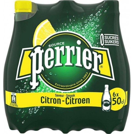 Perrier Eau minérale gazeuse saveur citron 6 x 50cl