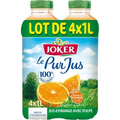 JOKER PUR JUS ORANGE 1L sans pulpe (pack de 4)