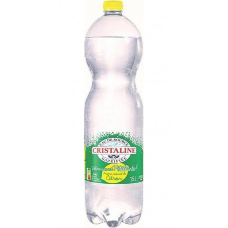CRISTALINE Eau aromatisée gazeuse citron 1,5L