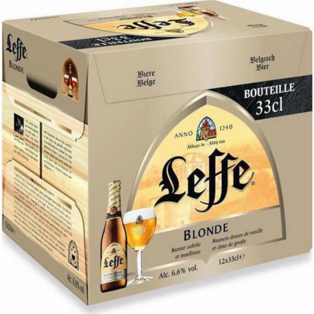 Leffe Bière blonde 33cl 6.6%vol. (pack de 12)