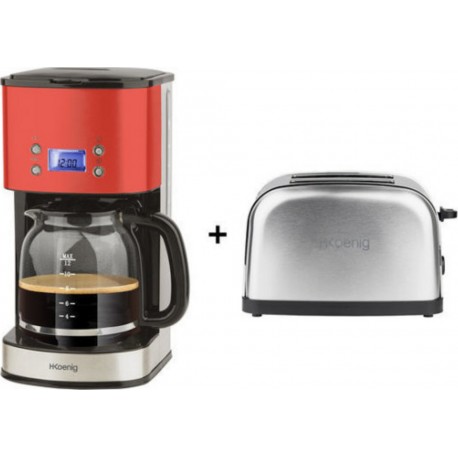 H.koenig Tos7 + mg30 rouge grille pain et cafetière programmable 1.8l h.koenig