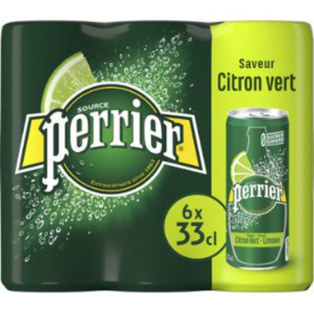Eau gazeuse Perrier Citron vert 6x33cl