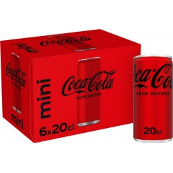 Coca-Cola Soda Sans Sucres ZERO 20cl (pack de 6 canettes)